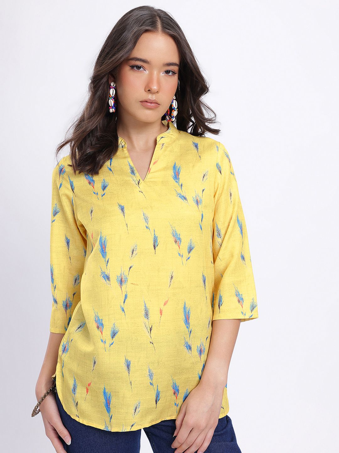 Anouk Rustic Mandarin Collar Floral Straight Kurti-picture-22