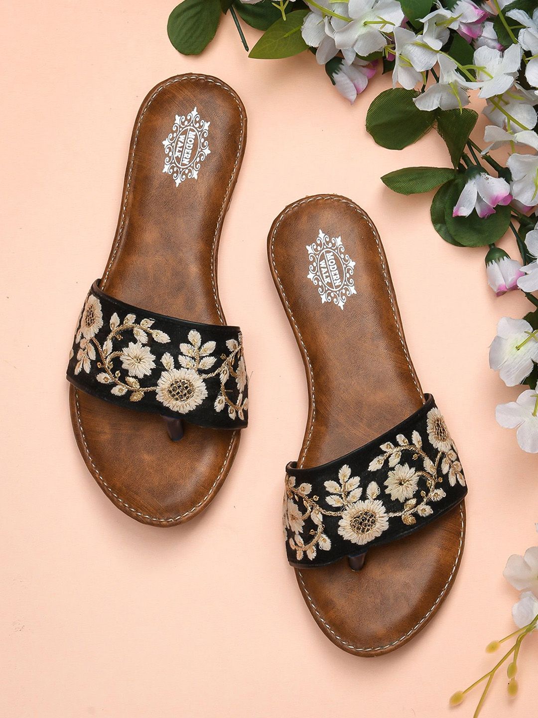 GERIEF Women Embroidery Open Toe Flats-picture-46