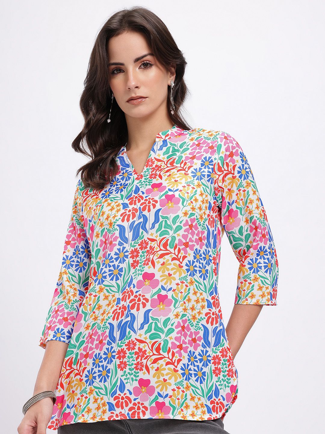 Anouk Rustic Floral Printed Mandarin Collar Straight Kurti-image-42
