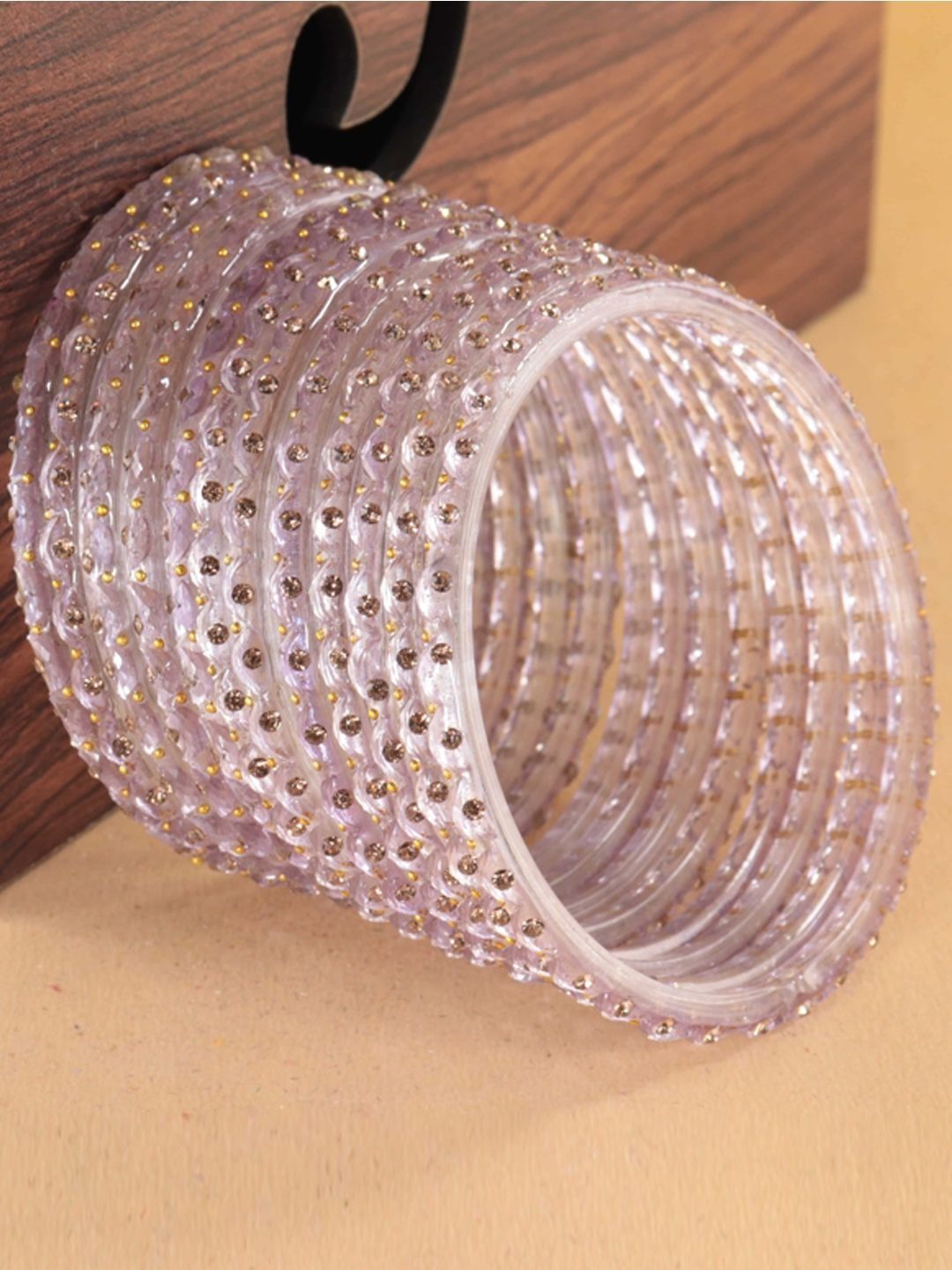 STYOLLO Set of 12 Glass Stone Studded Bangles-picture-20