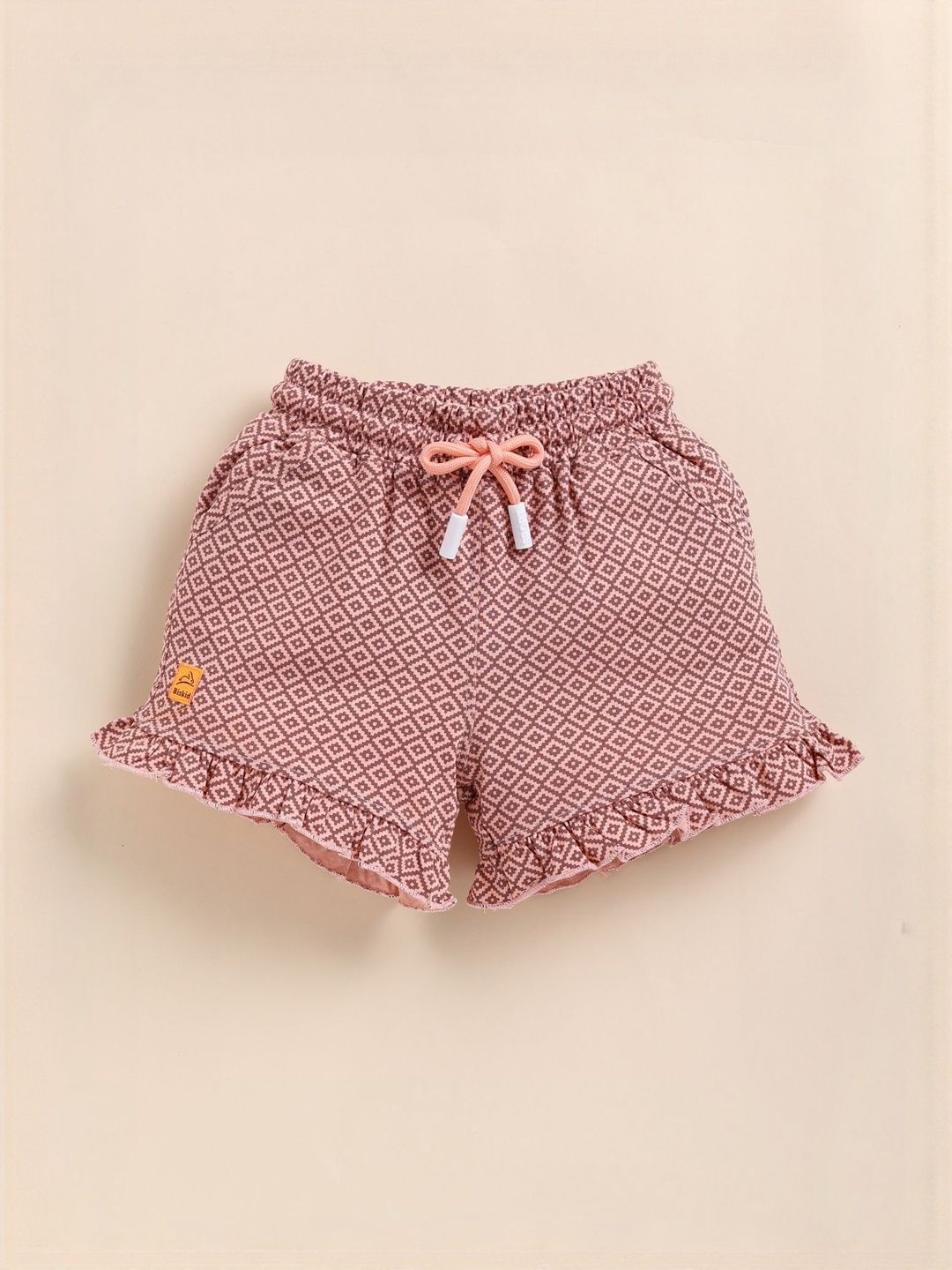 Biskid Girls Peach Printed Mid-Rise Regular Fit Cotton Capri-picture-42