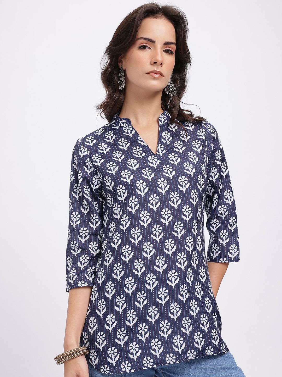 Anouk Rustic Abstract Printed Mandarin Collar Straight Kurti-picture-36