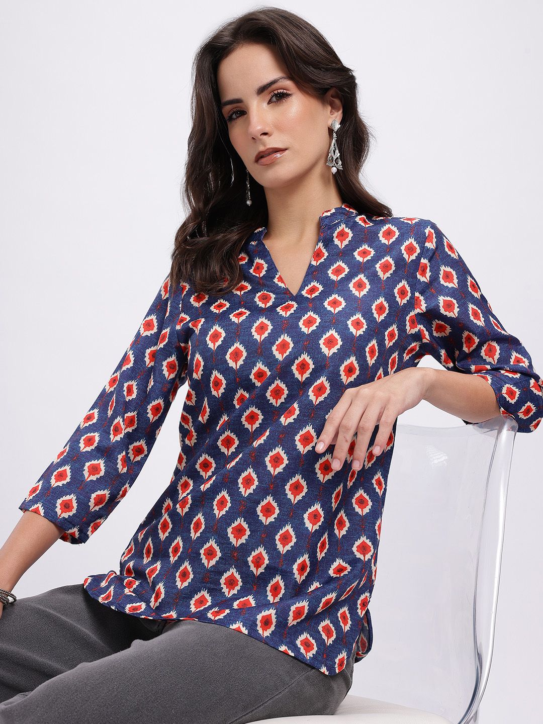 Anouk Rustic Ethnic Motifs Printed Mandarin Collar Straight Kurti-picture-31