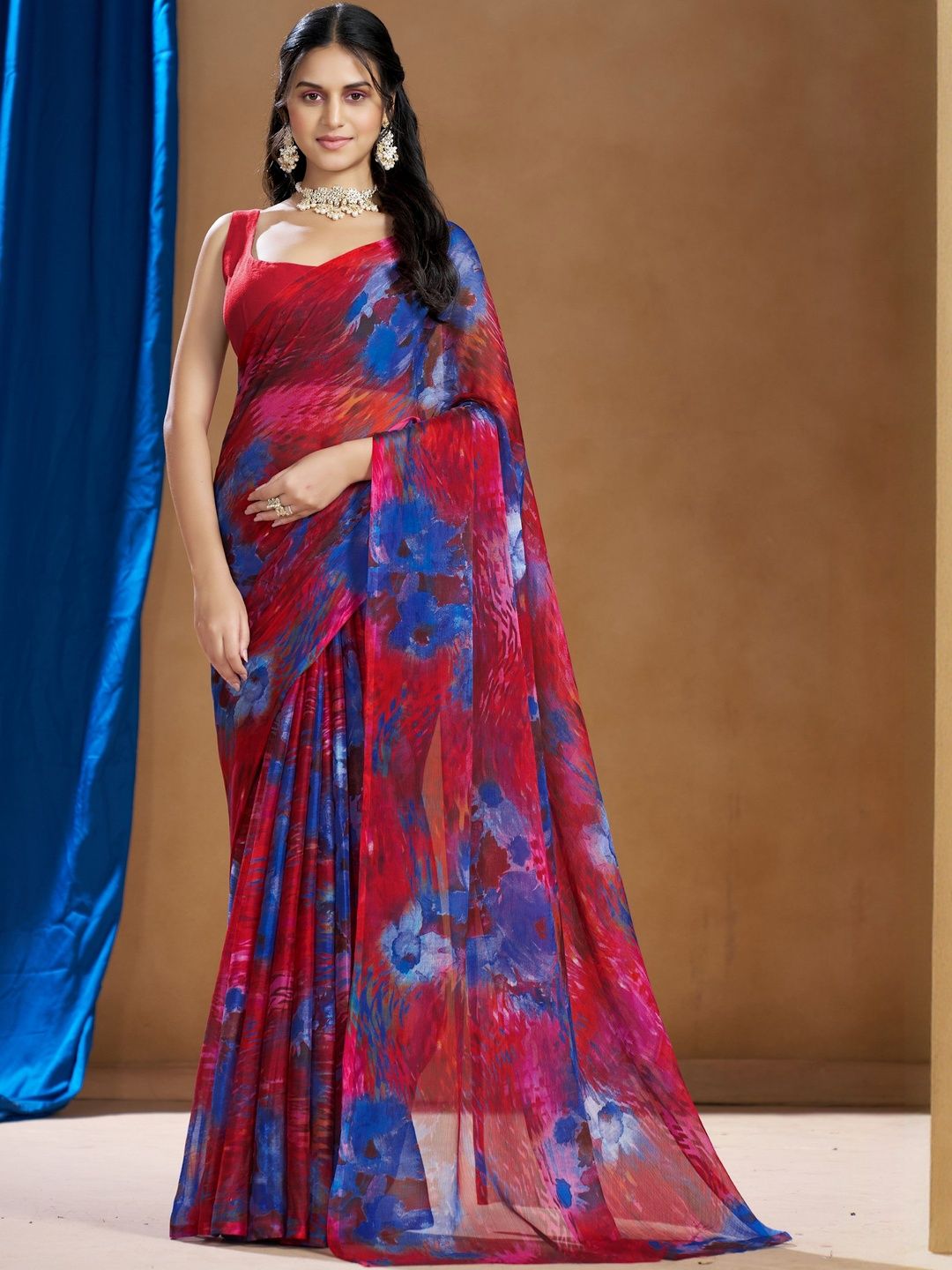 Garden Vareli Floral Printed Pure Chiffon Saree-picture-37