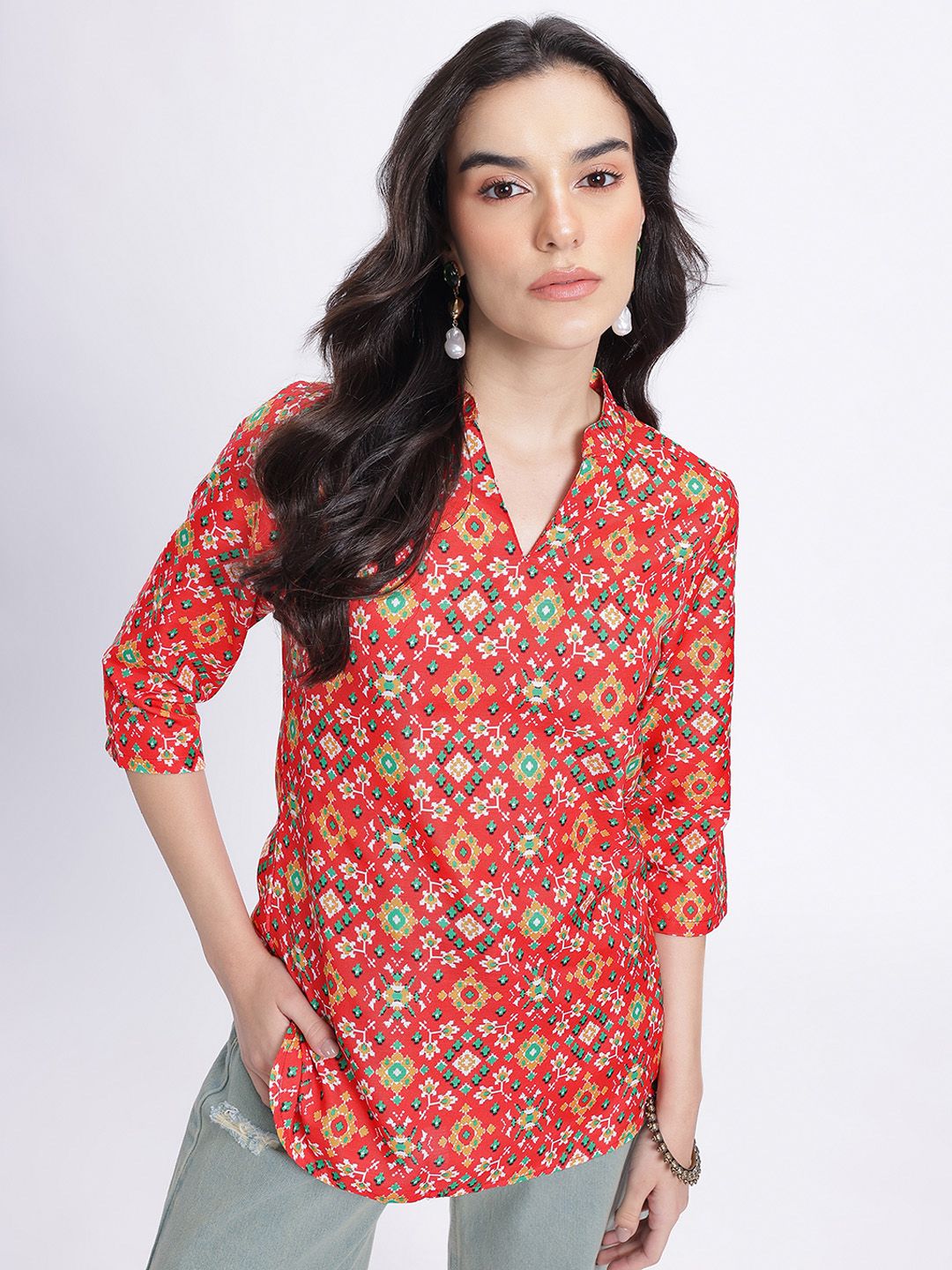 Anouk Rustic Geometric Printed Kurti-image-2