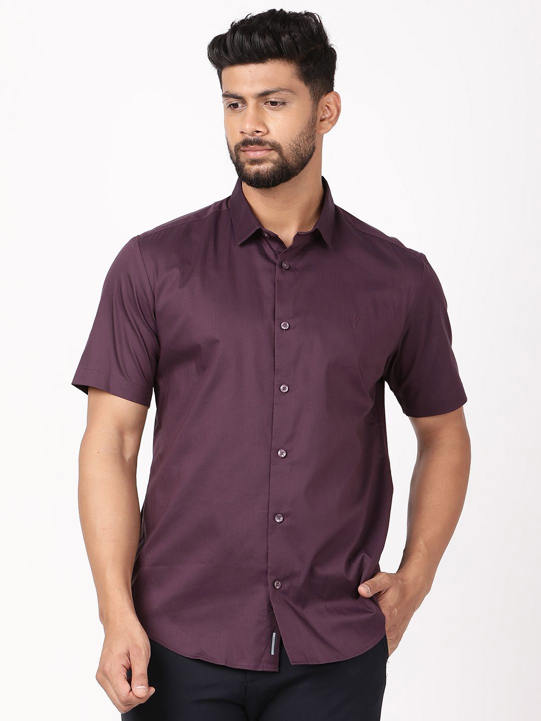 Indian Terrain Men Classic Fit Textured Spread Collar Formal Shirt-image-25