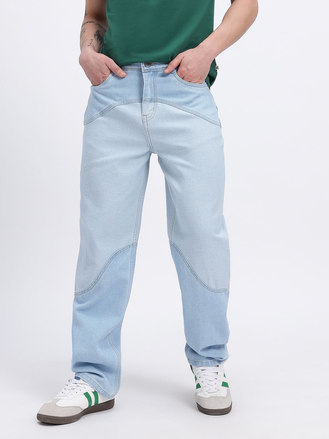 glitchez Men Panelled Mid-Rise Baggy Fit Jeans-image-49