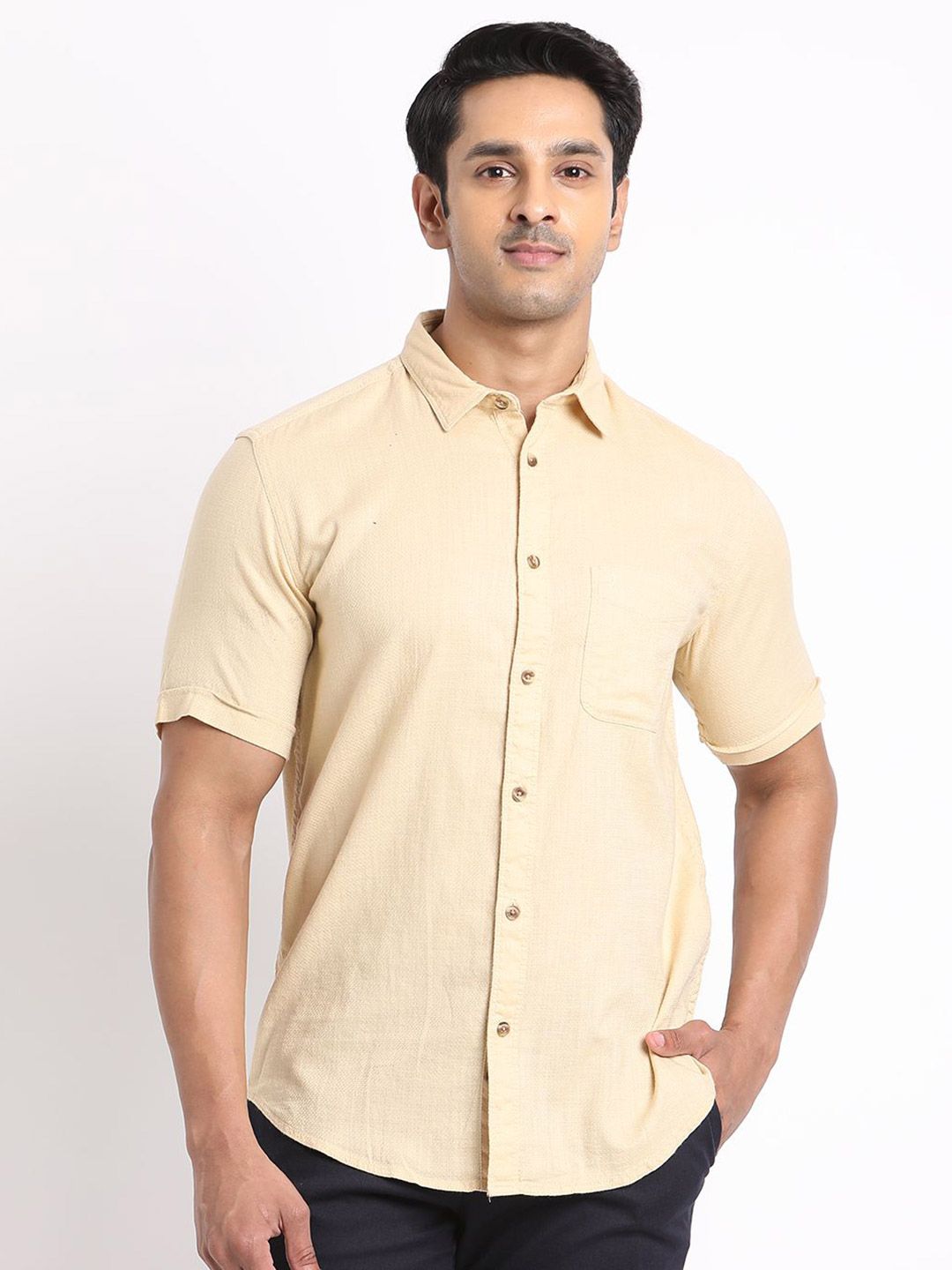 Indian Terrain Classic Slim Fit Spread Collar Cotton Casual Shirt-picture-26