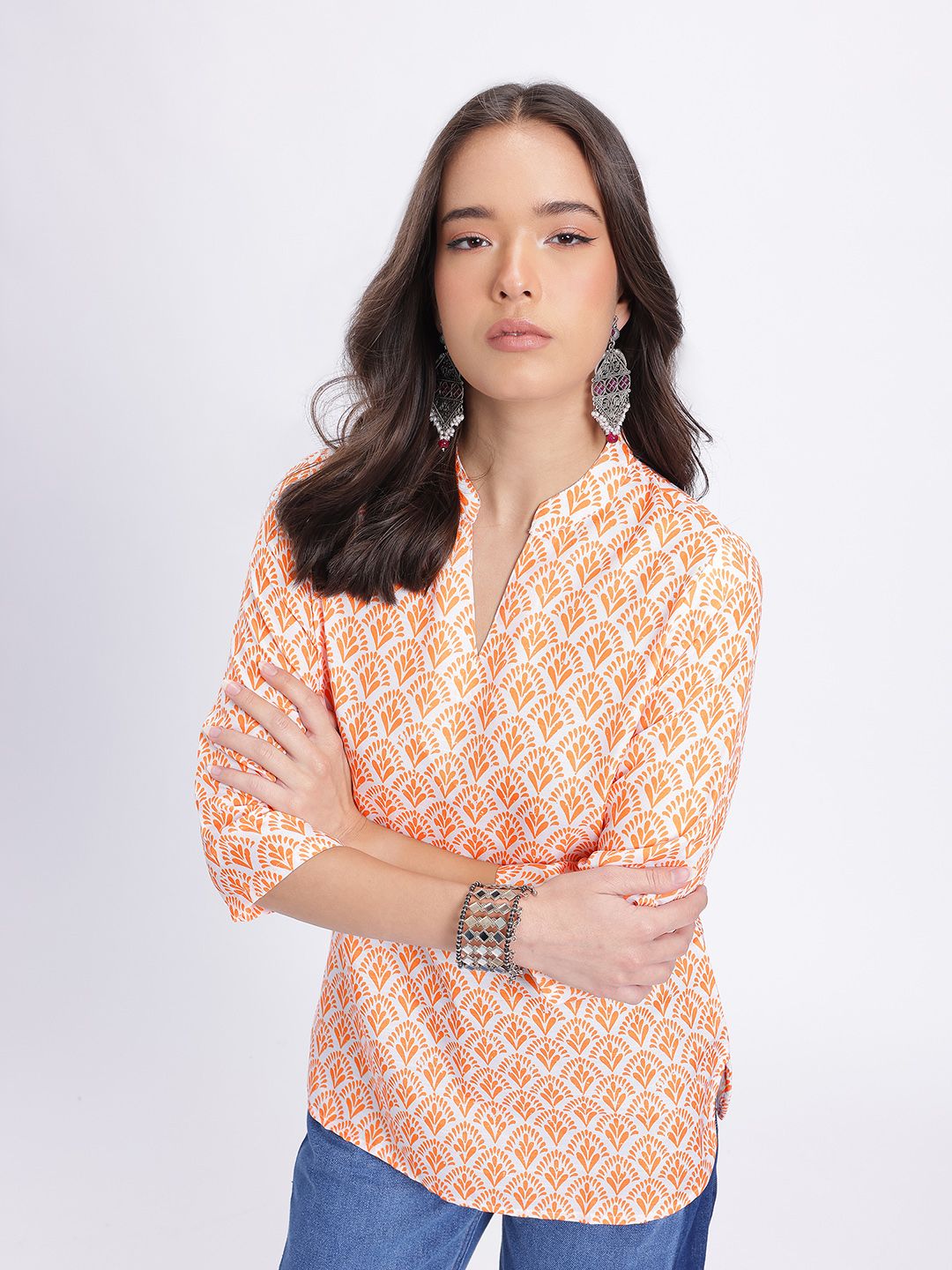 Anouk Rustic Ethnic Motifs Print Curved Hem Kurti-picture-27