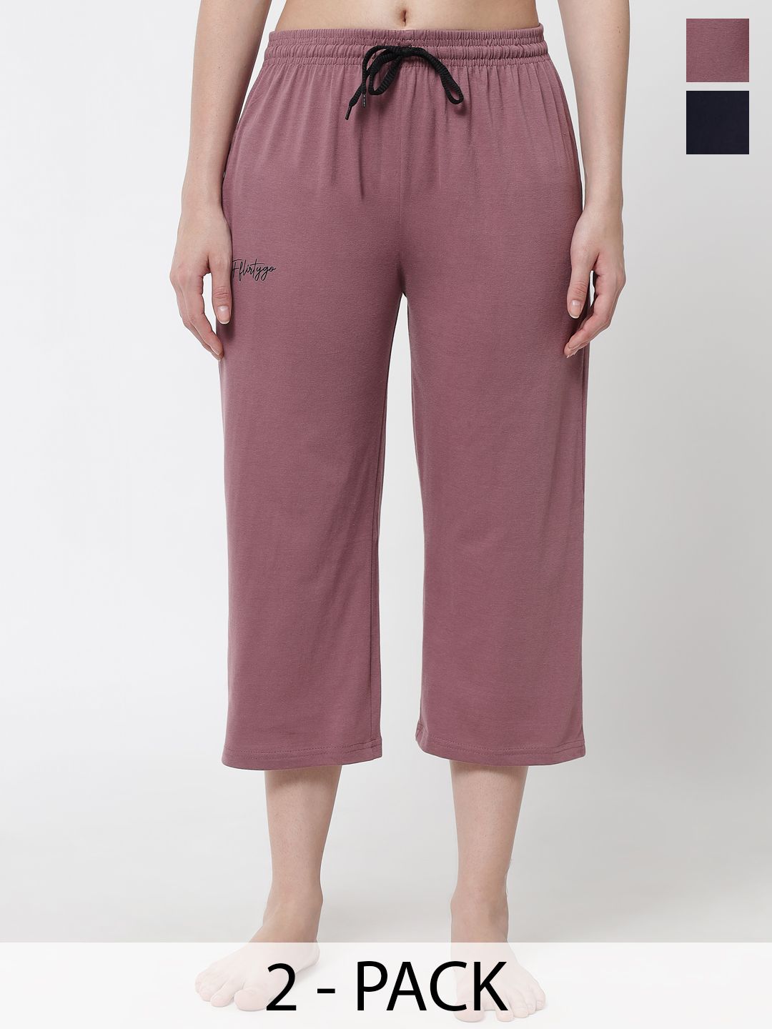 FFLIRTYGO Women Pack Of 2 Cotton Capri Lounge Pants-picture-24