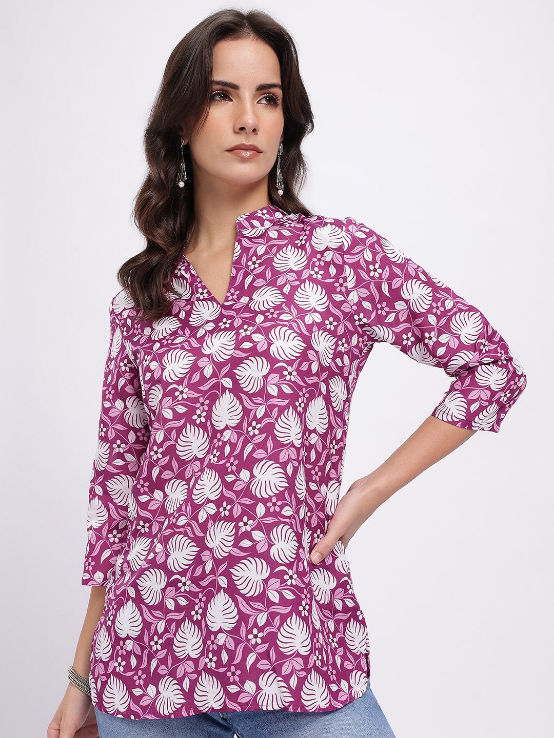 Anouk Rustic Floral Printed Mandarin Collar Straight Kurti-picture-40
