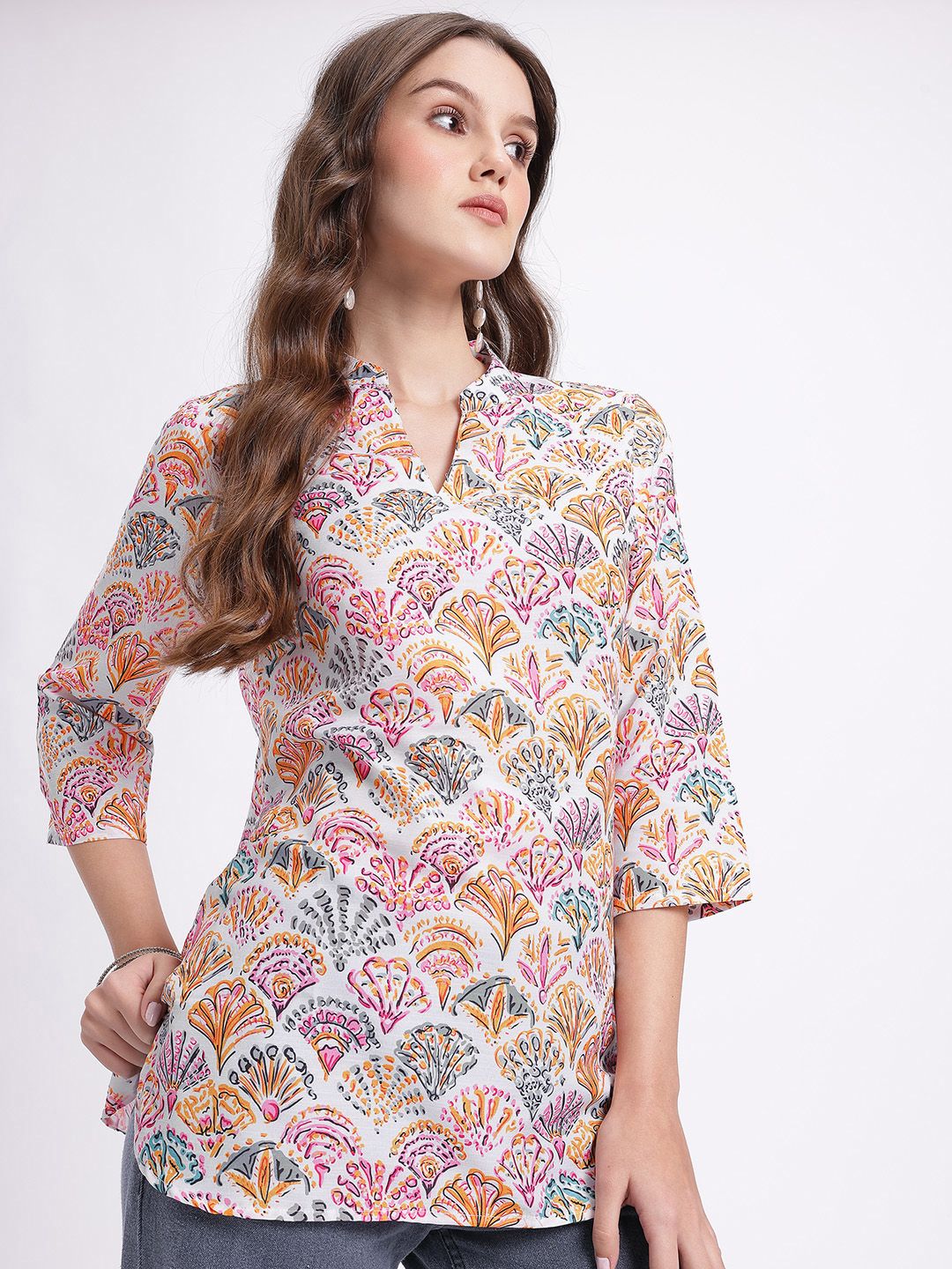 Anouk Rustic Abstract Printed Mandarin Collar Straight Kurti-picture-44