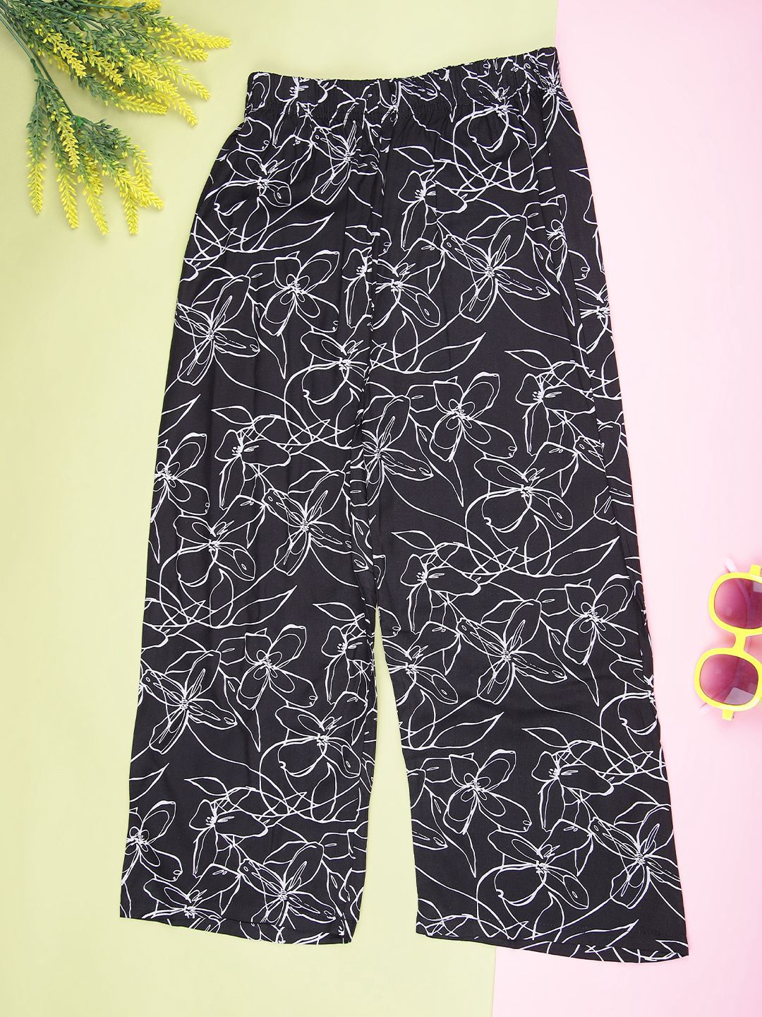 V-Mart Girls Floral Printed Wide Leg Palazzos