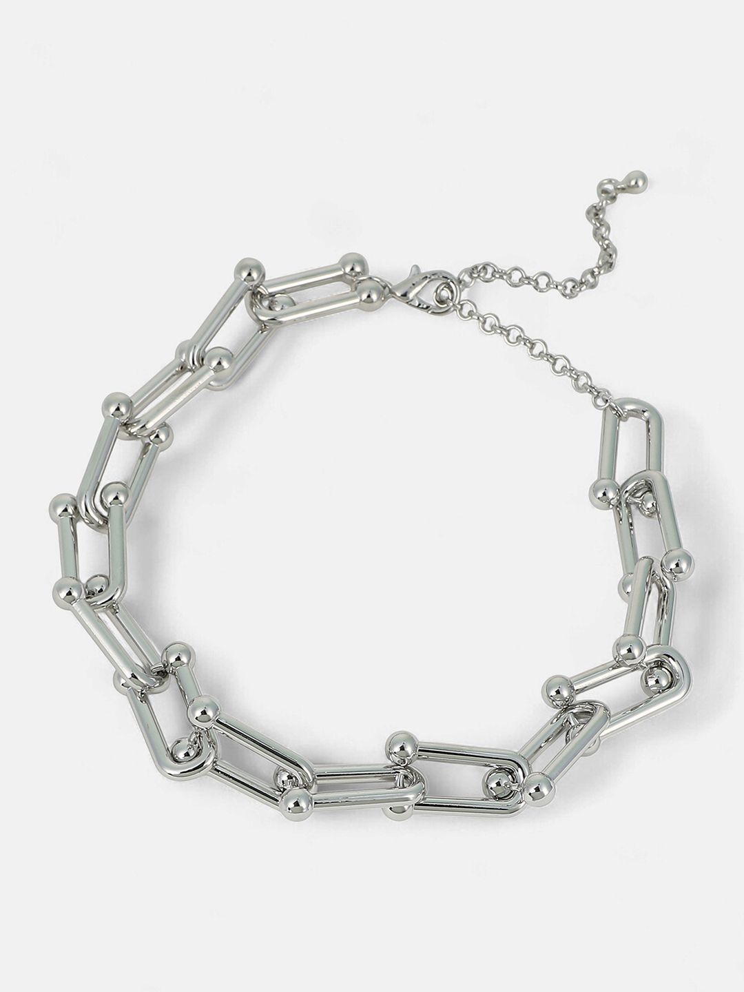 SOHI Set Of 2 Silver-Plated Chunky & Link Statement Necklaces-picture-19