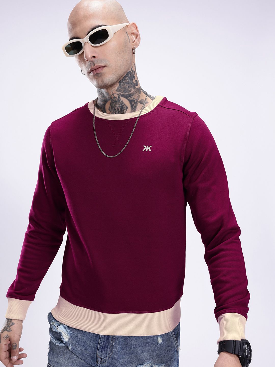 Kook N Keech Contrast Neck Pullover Sweatshirt-picture-32
