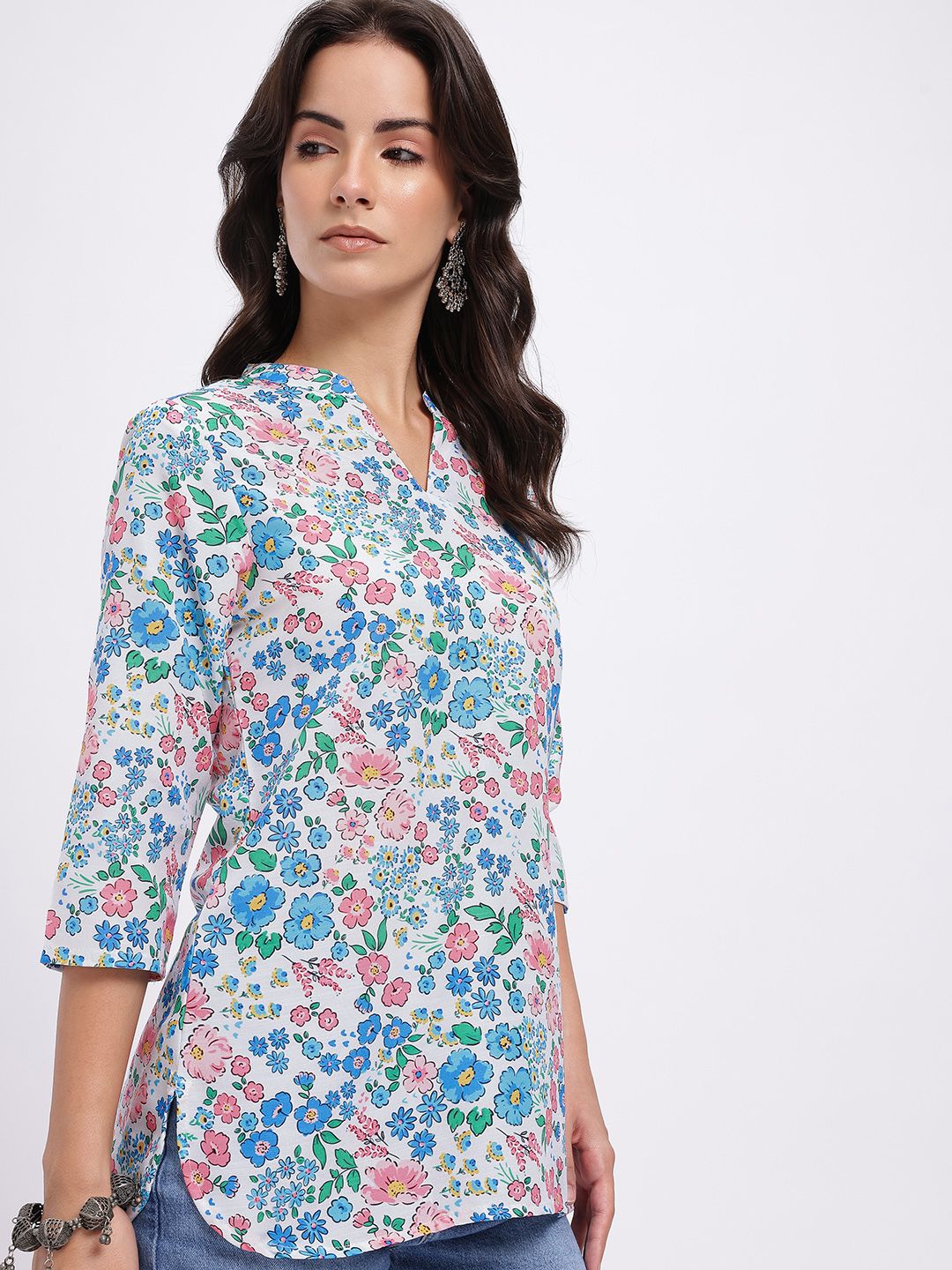 Anouk Rustic Floral Printed Mandarin Collar Straight Kurti-picture-15
