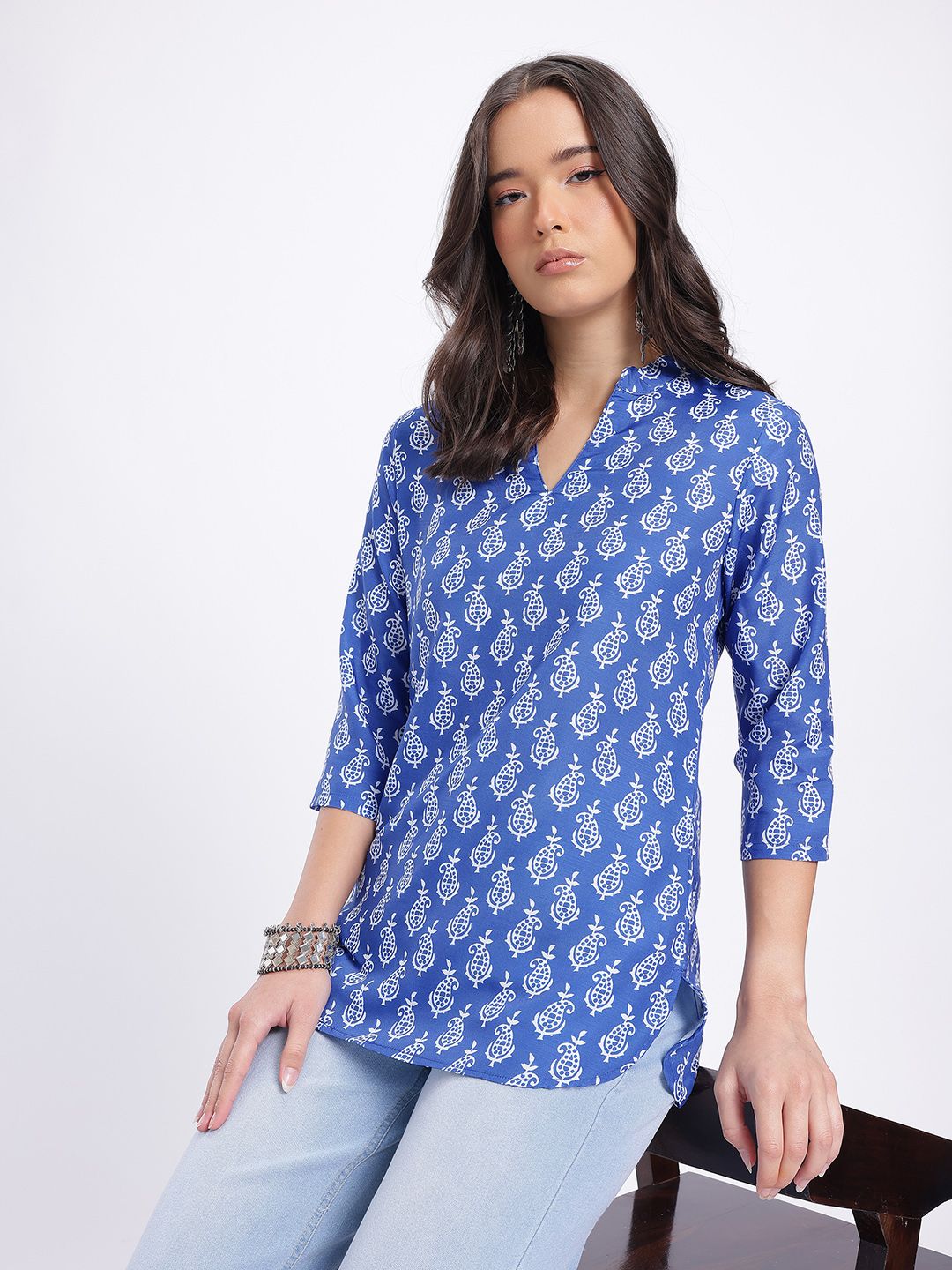 Anouk Rustic Ethnic Motifs Printed Mandarin Collar Straight Kurti-picture-33