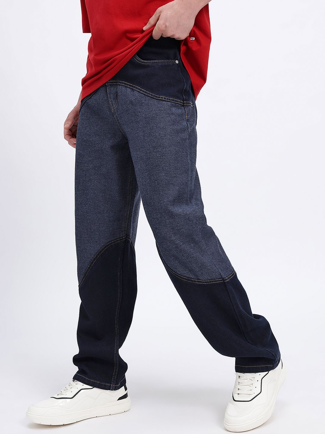 glitchez Men Mid-Rise Colourblocked Baggy Jeans-picture-31