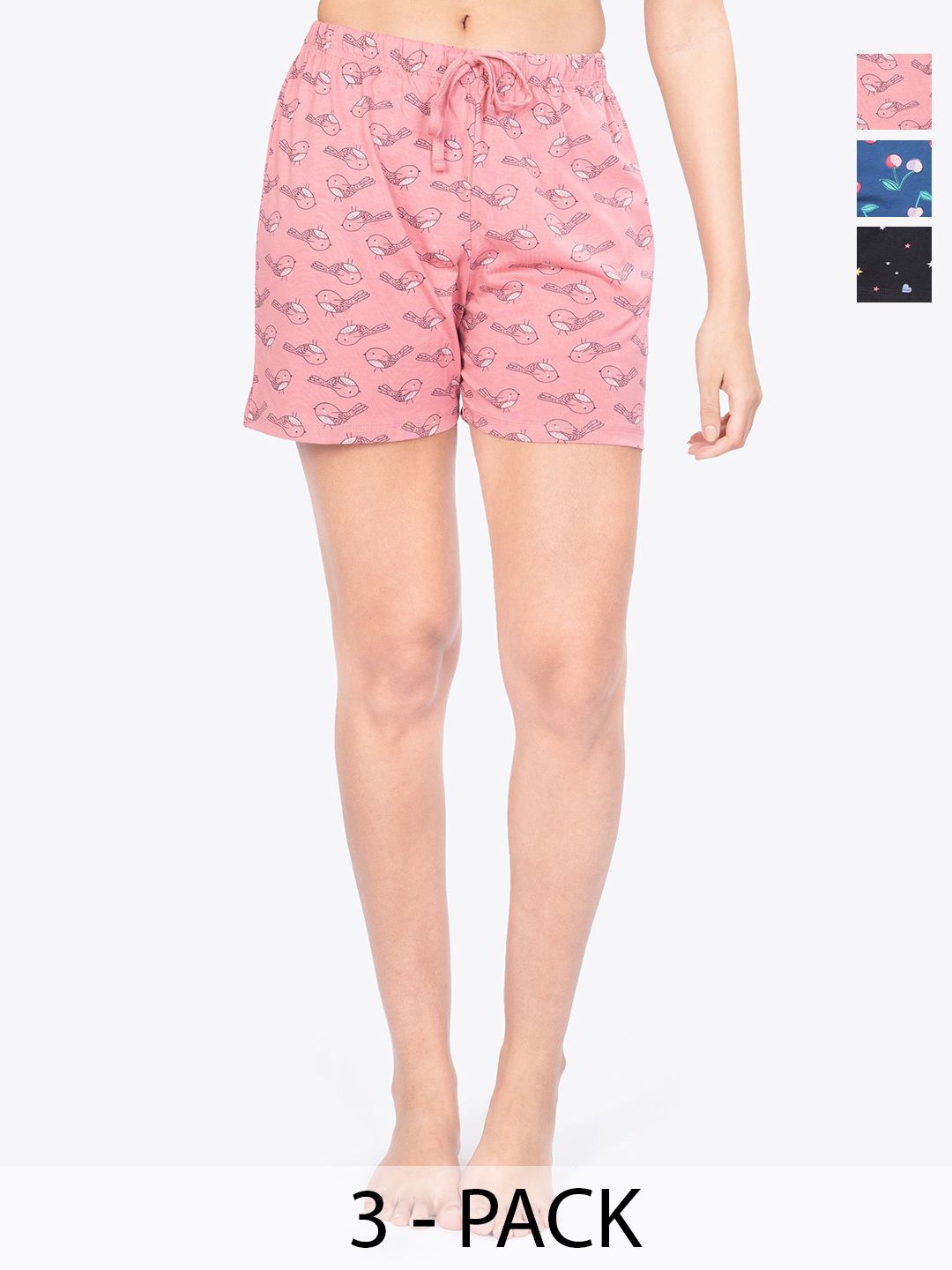 ariel Women Pack Of 3 Printed Lounge Shorts-picture-58