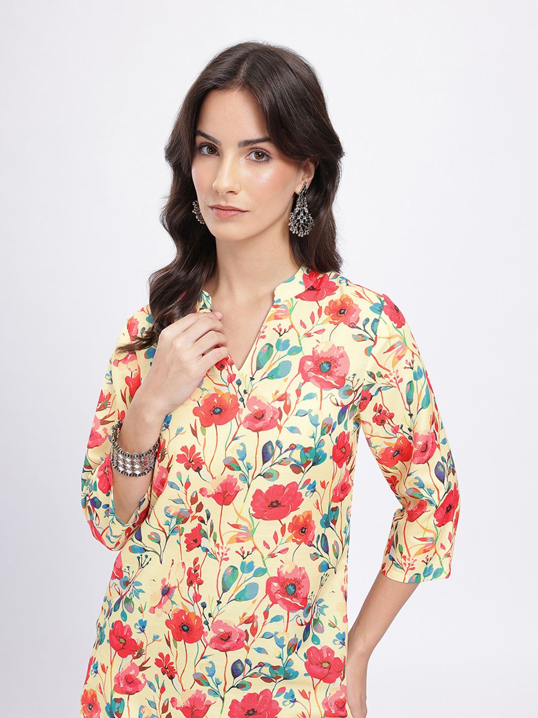 Anouk Rustic Floral Print Curved Hem Kurti-picture-32