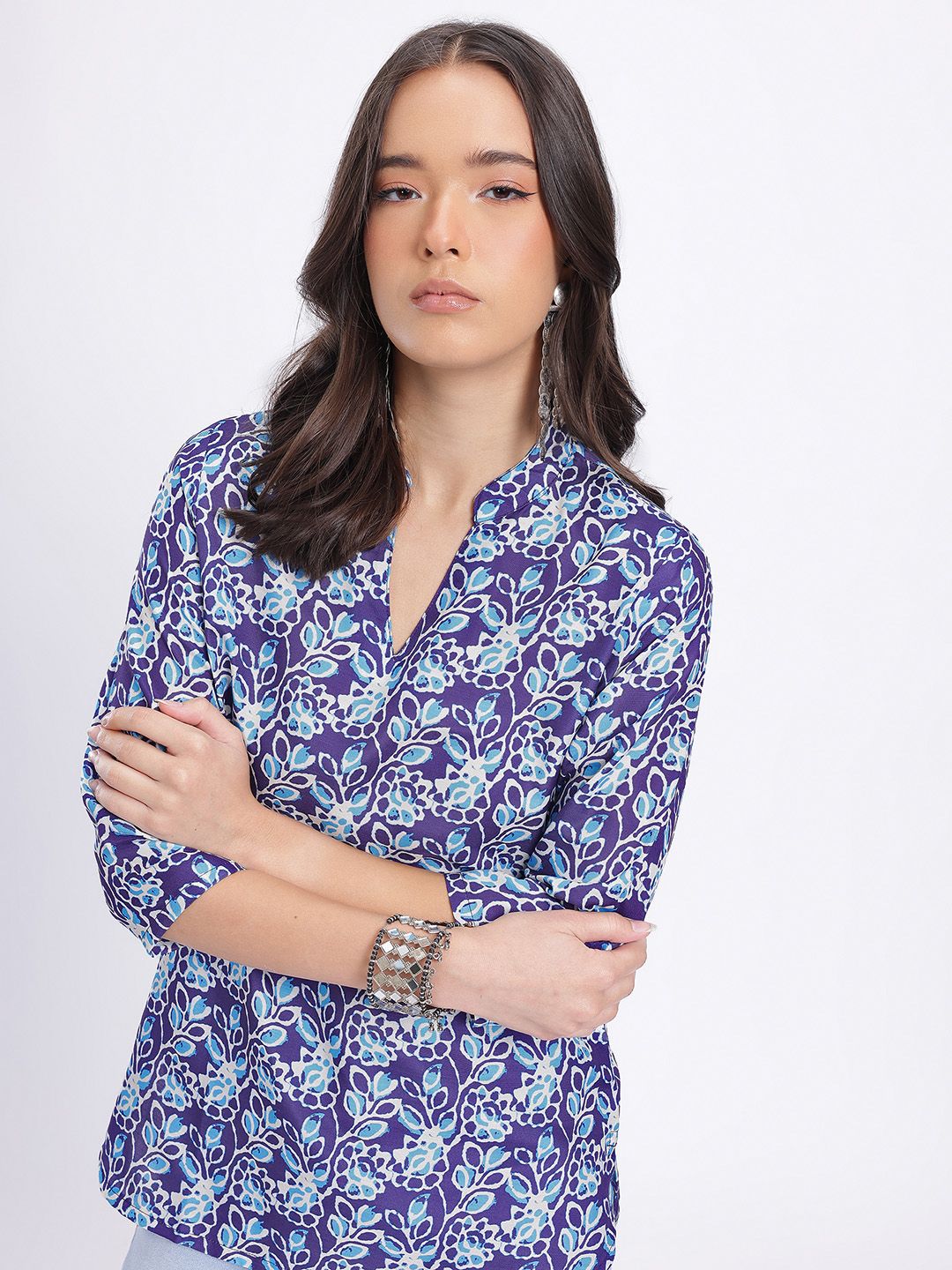 Anouk Rustic Floral Printed Mandarin Collar Straight Kurti-picture-15