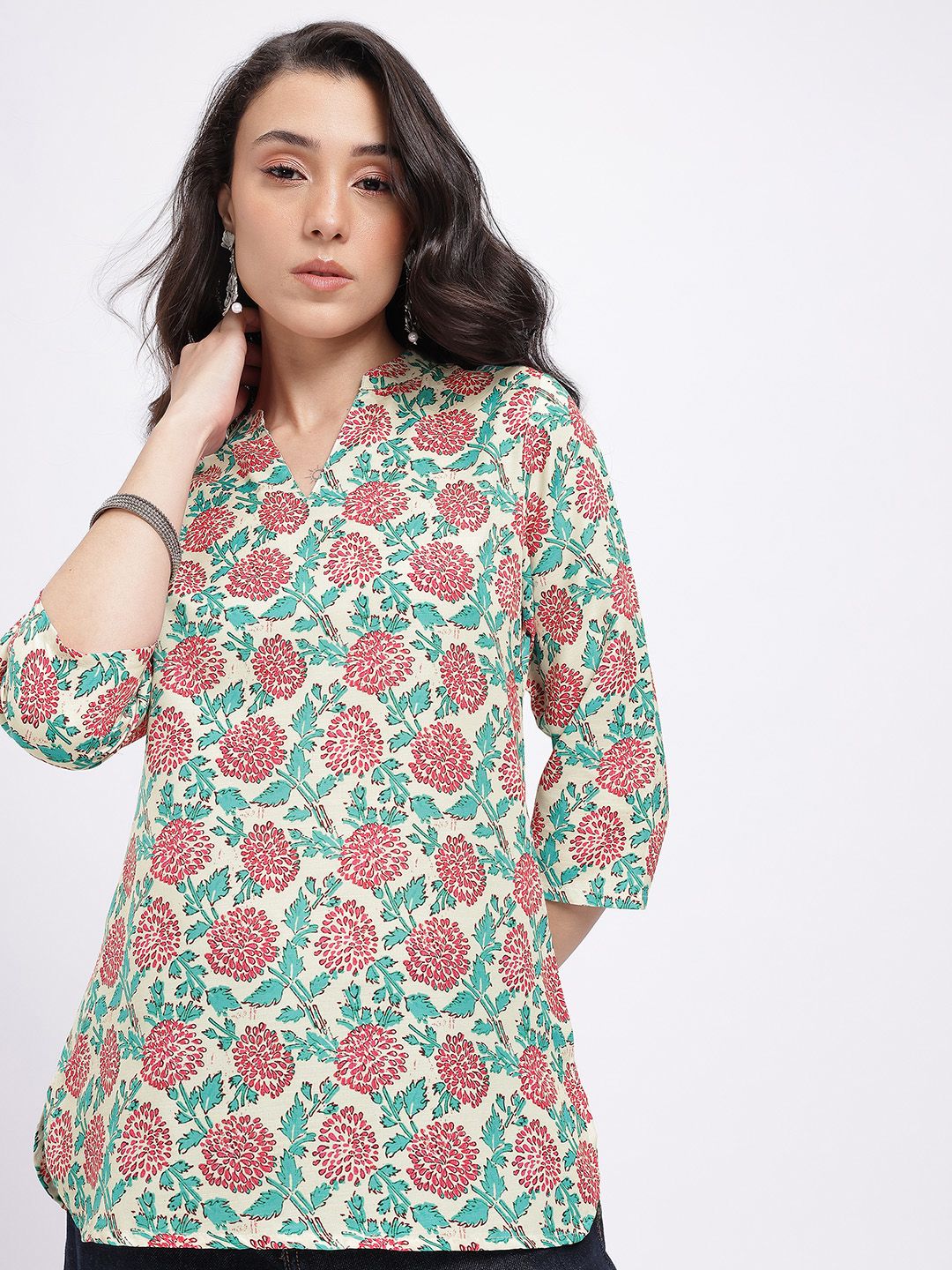 Anouk Rustic Floral Print Mandarin Collar Straight Kurta-picture-19