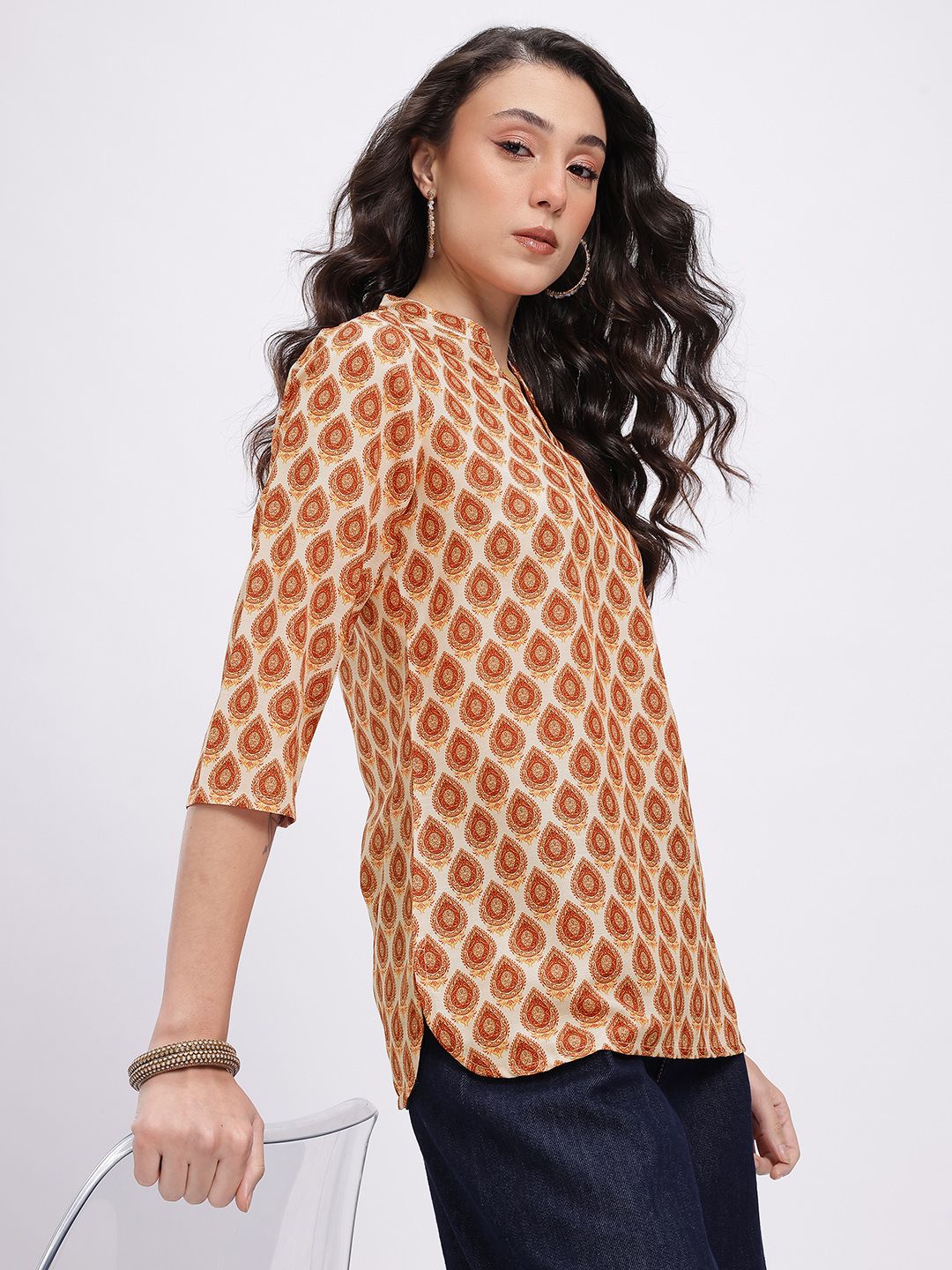 Anouk Rustic Ethnic Motifs Printed Mandarin Collar Straight Kurti-picture-34