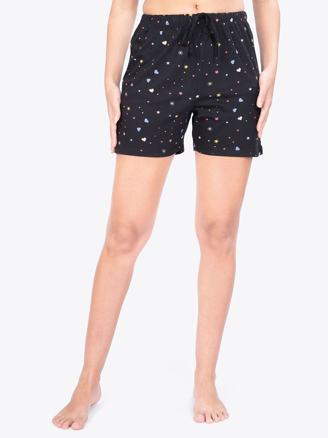 ariel Women Geometric Printed Mid-Rise Pure Cotton Lounge Shorts-image-16