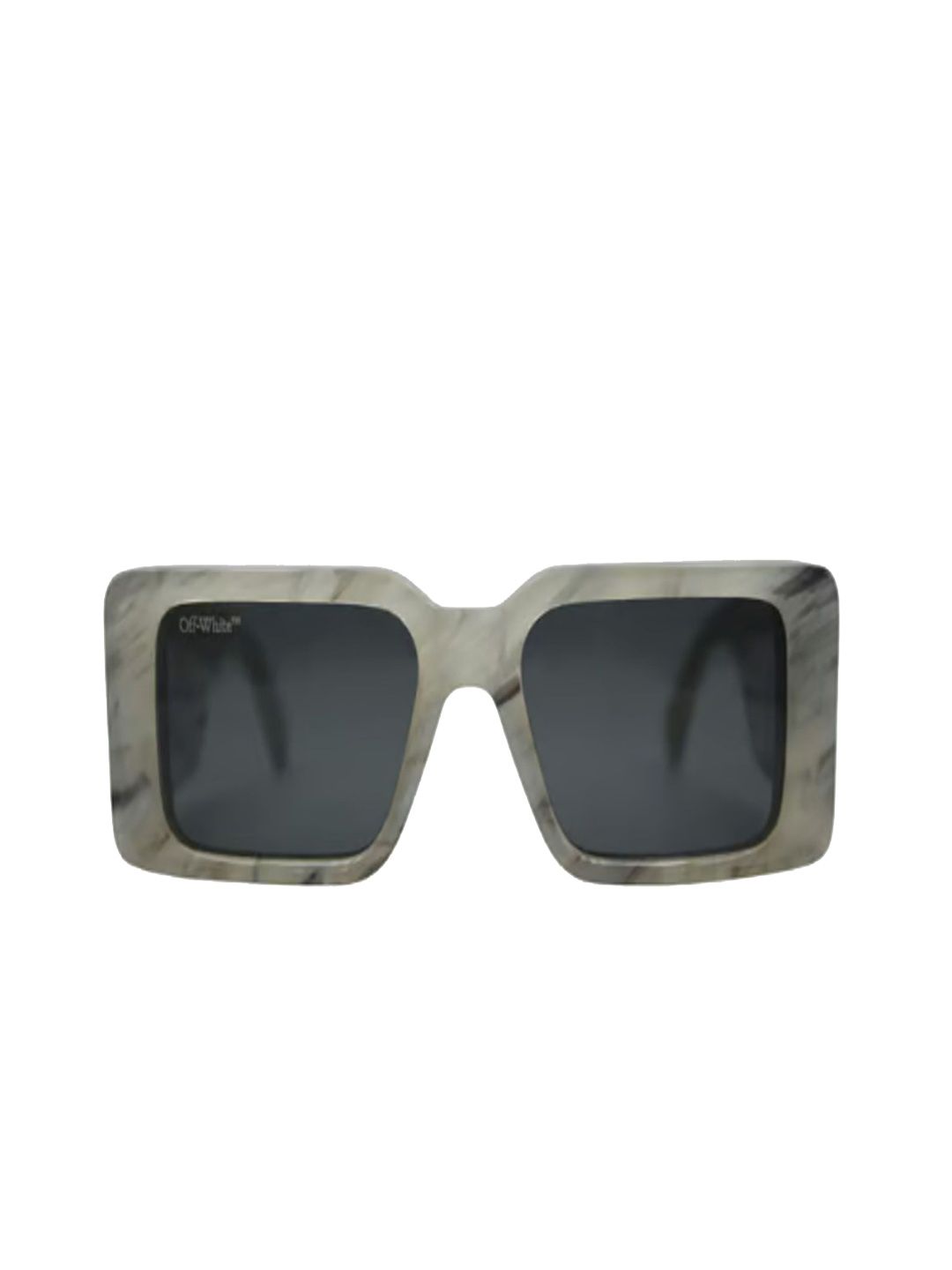 Off-White Grey Lens & Gunmetal-Toned Full Rim Rectangle Sunglasses-image-7