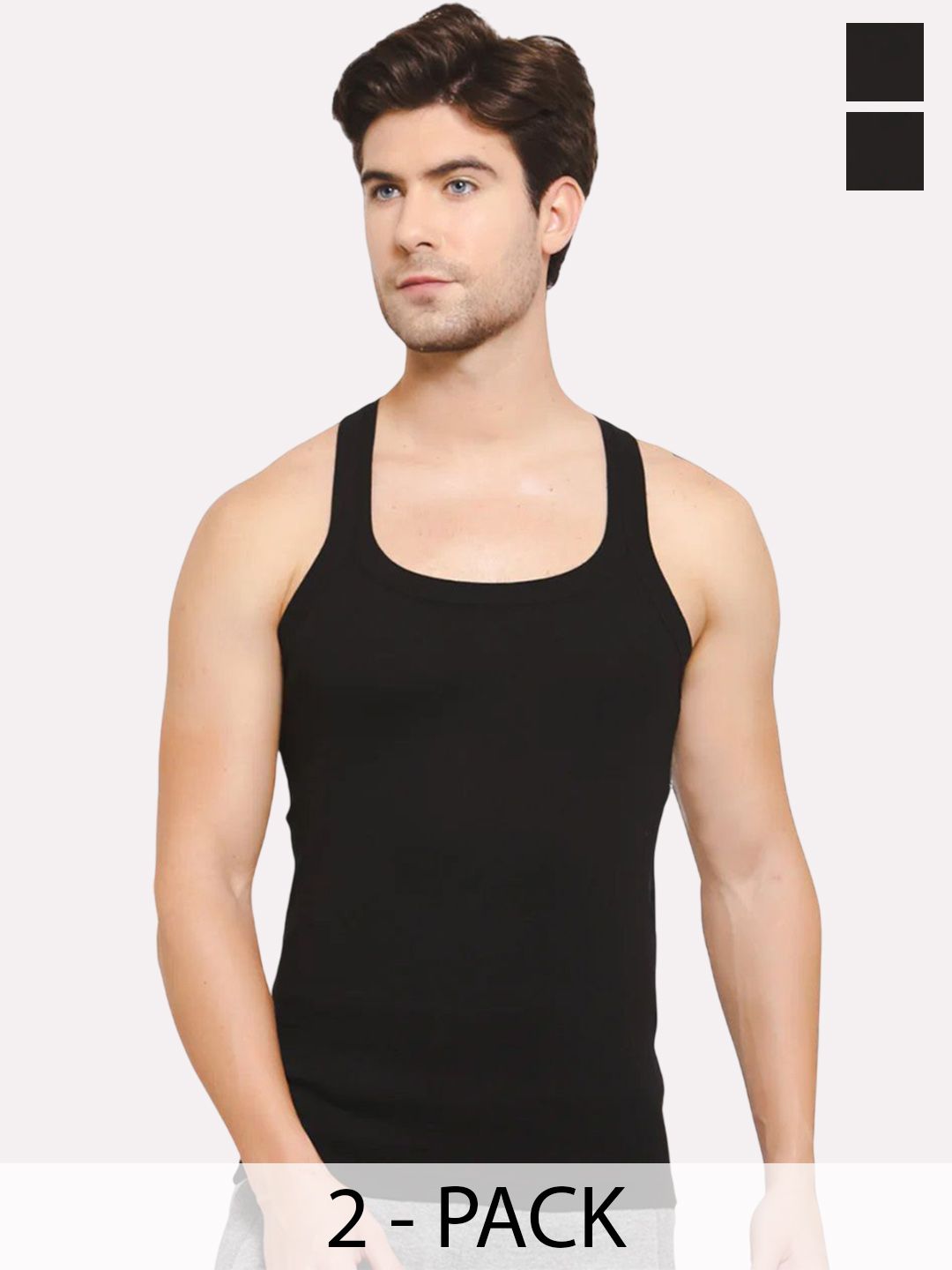 Sporto by Macho Pack Of 2 Cotton Solid Undershirt Innerwear Vests-picture-44