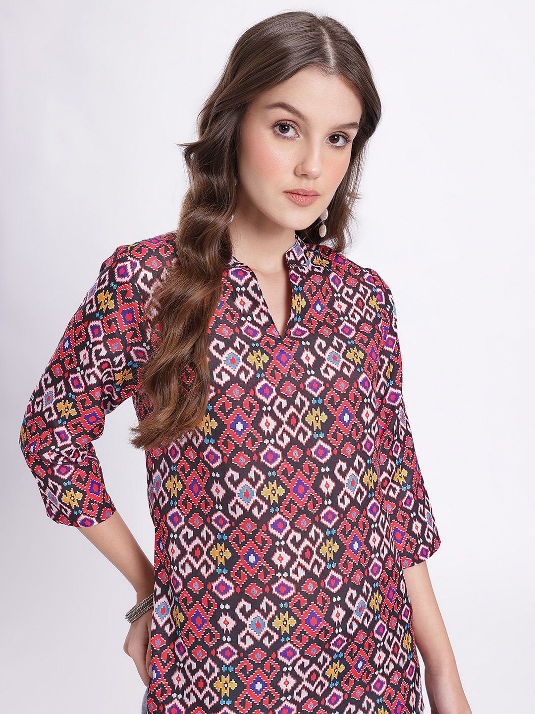 Anouk Rustic Geometric Printed Mandarin Collar Straight Kurti-picture-20