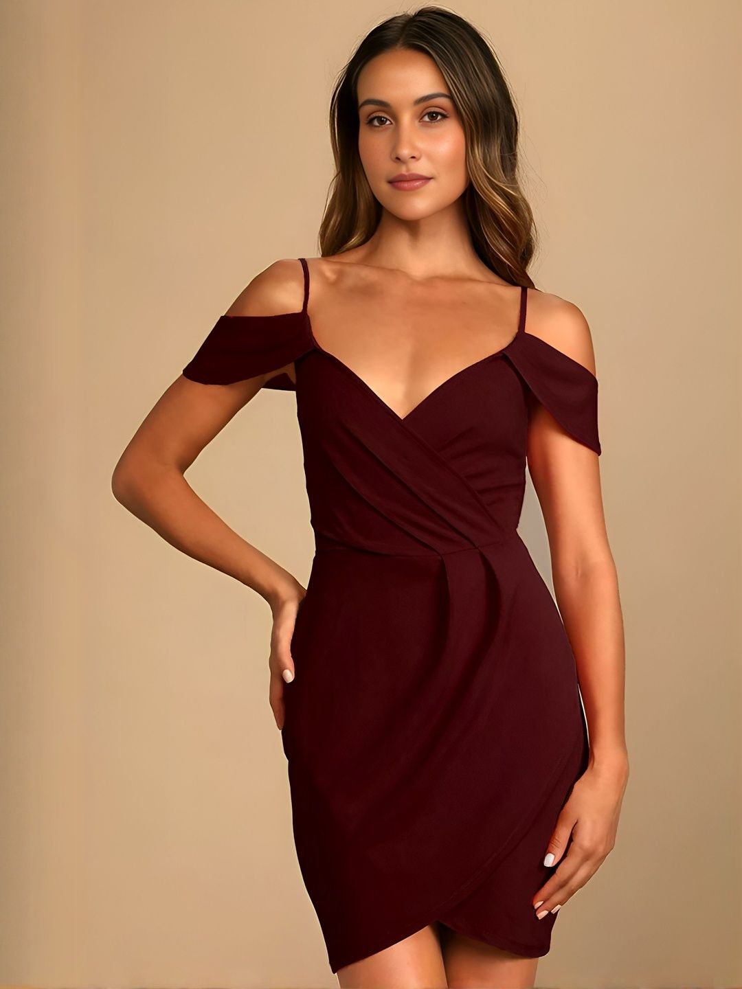 ZELZIS Women Sweetheart Neck Sweetheart Neck Wrap Mini Dress-picture-21