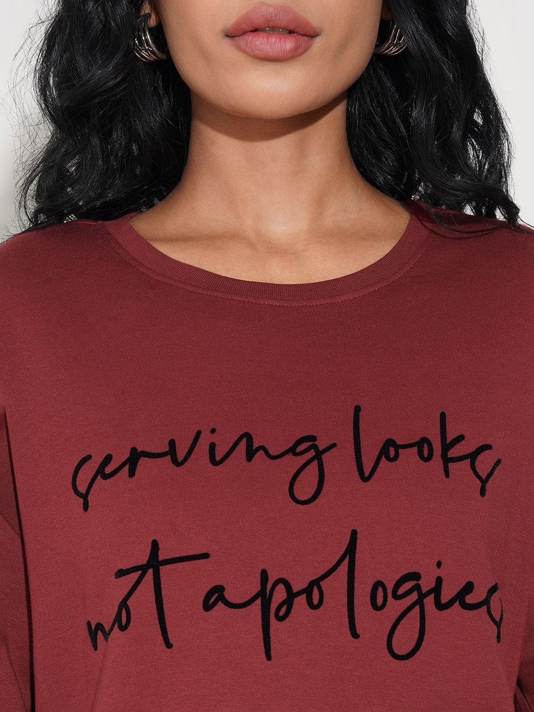 People Women Typography Printed Round Neck Pure Cotton Relaxed Fit T-shirt-picture-10