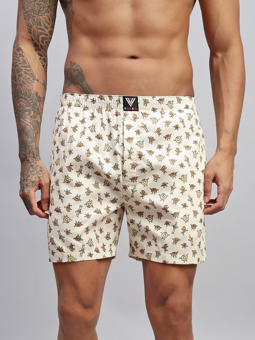 HAYU Men Printed Mid-Rise Cotton Shorts-image-43