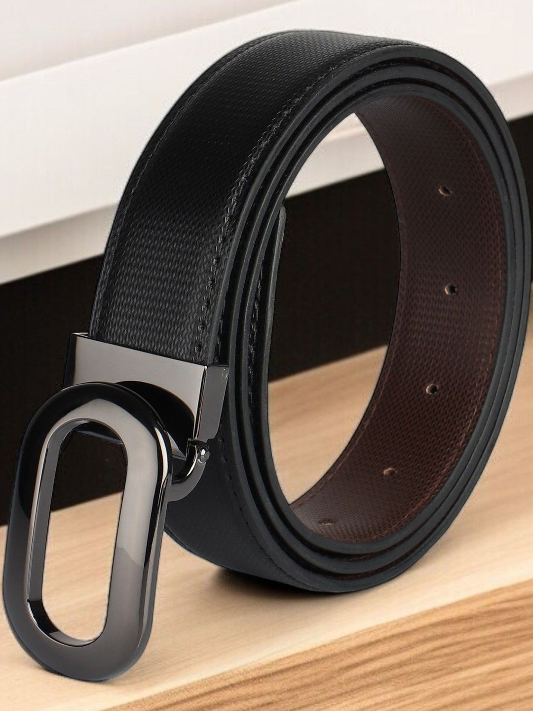 Roadster Men Textured PU Reversible Formal Belt-picture-13