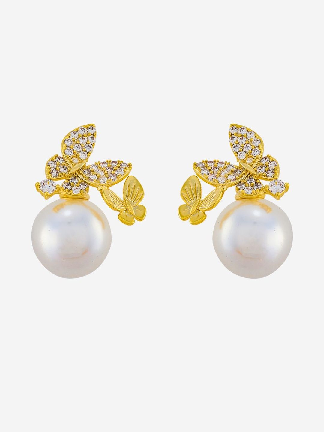 Kushal's Fashion Jewellery Classic Gold-Plated Zircon Studded Pearls Beaded Studs Earrings-picture-31