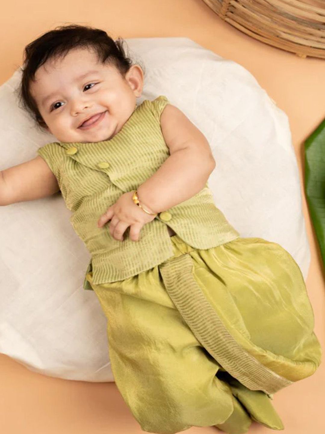 DISHA CREATIONZ Boys Striped Woven Design Cotton Kurta with Dhoti Pants