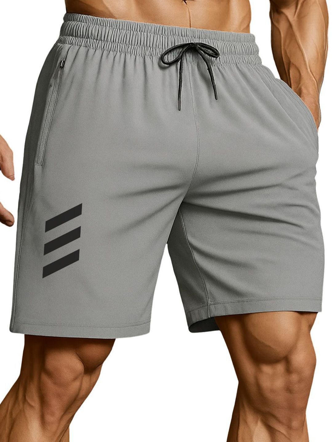3Colors Men Brand Logo Printed Low-Rise Running Sports Shorts-picture-19