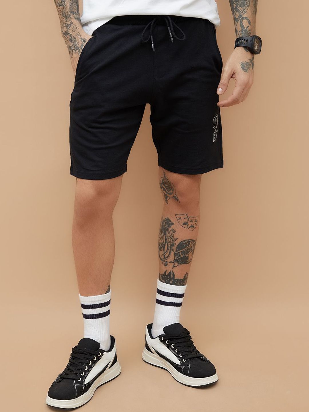SmileyWorld Men Monochrome Cotton Shorts-picture-19