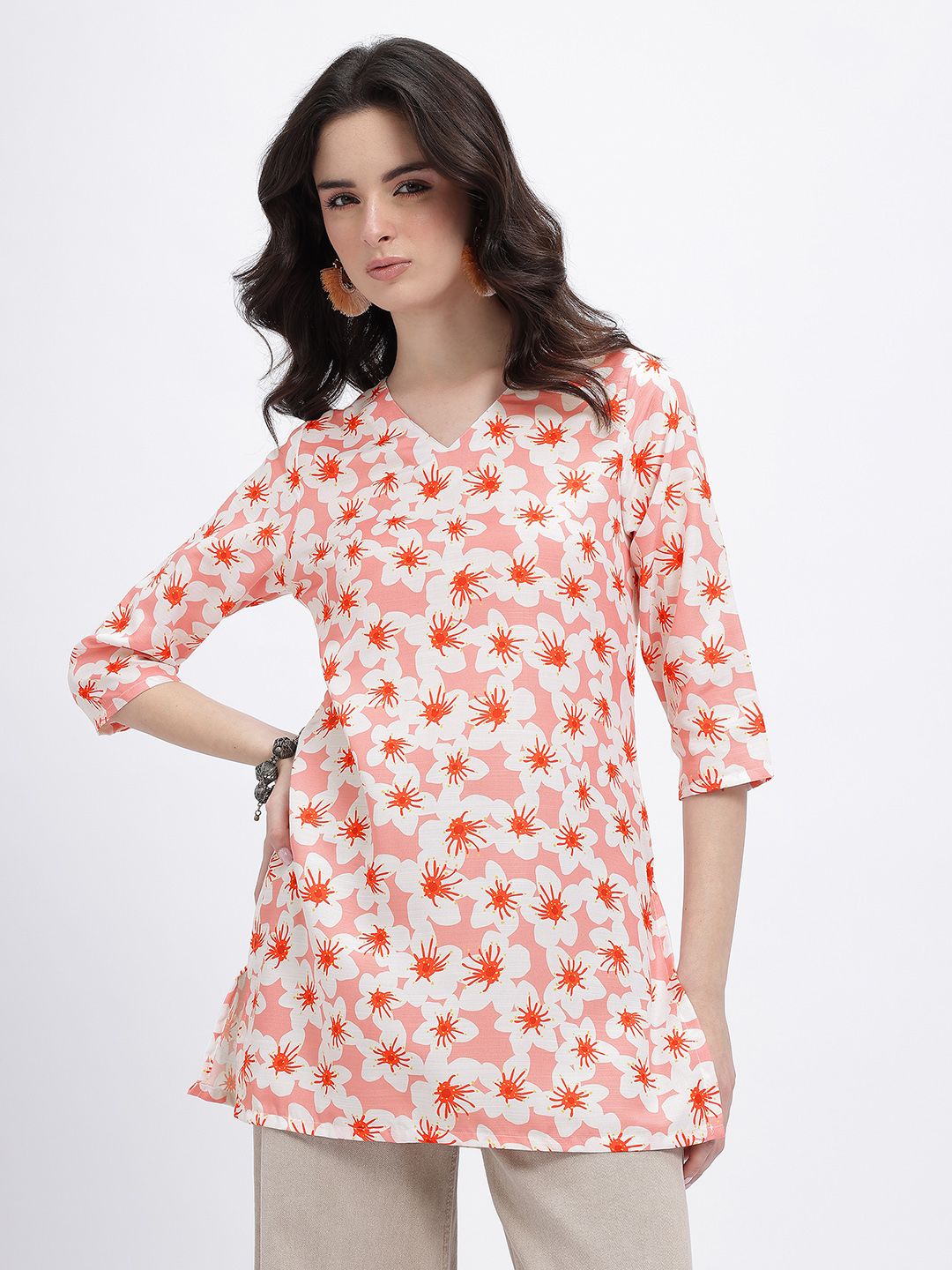 Anouk Rustic Floral Printed V-Neck Straight Kurti-picture-14