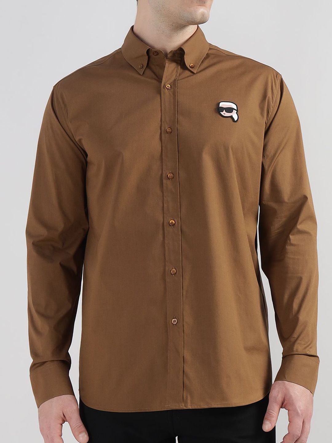 Karl Lagerfeld Spread Collar Cotton Casual Shirt-image-35