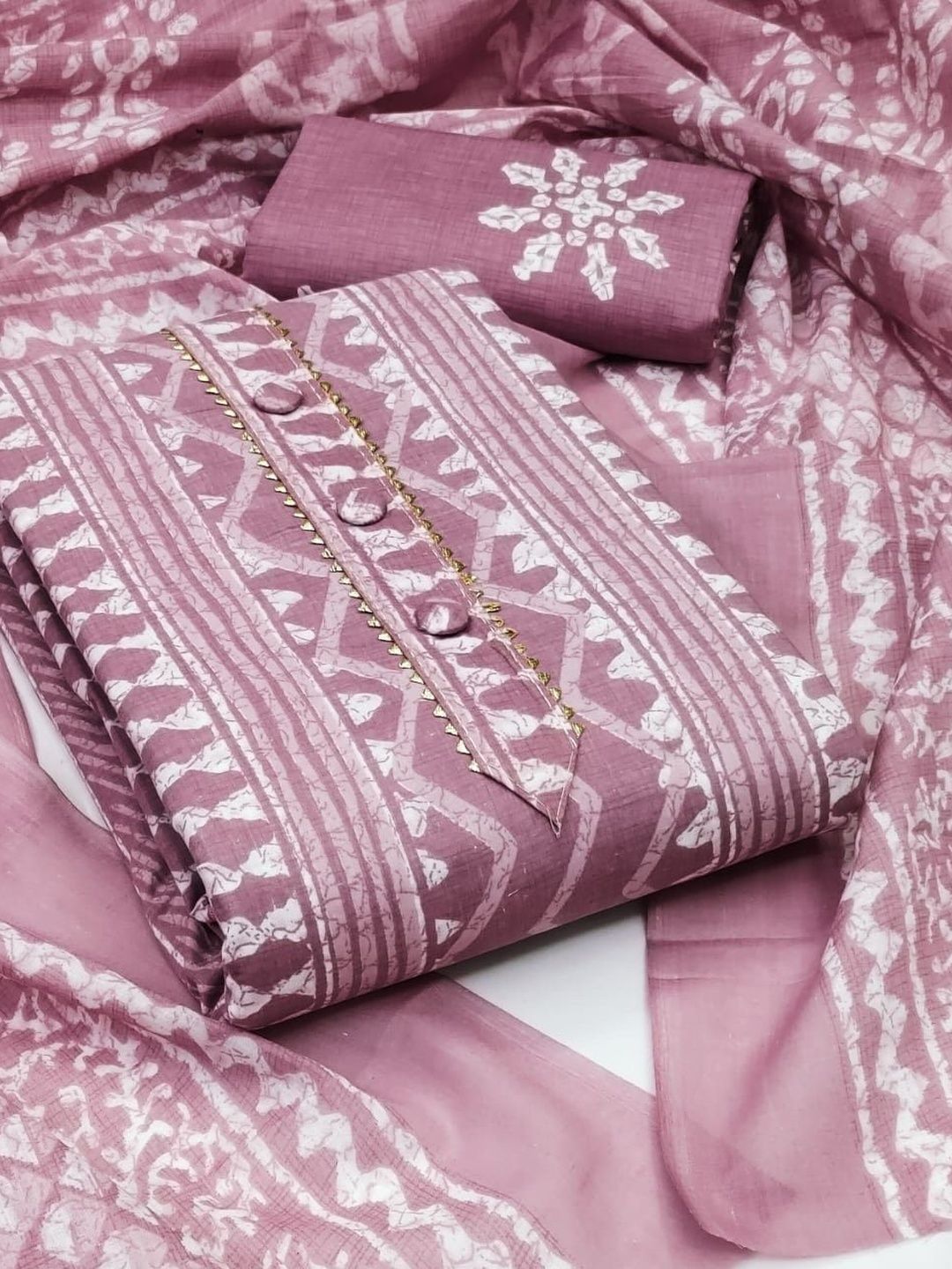 Moda Rapido Batik Printed Cotton Salwar Suit Dress Material with Matching Dupatta-image-3