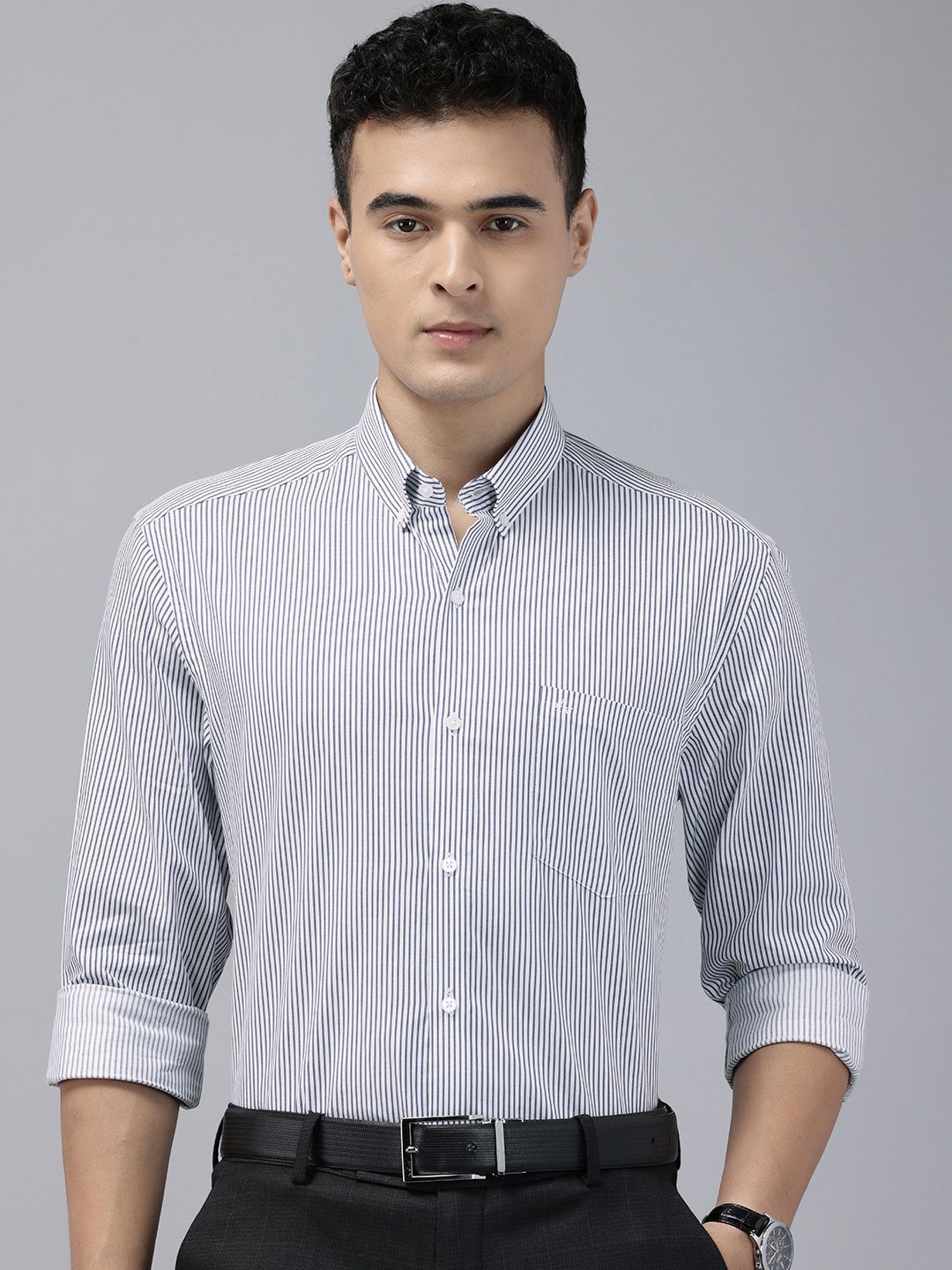 Arrow Manhattan Slim Fit Striped Pure Cotton Formal Shirt-picture-23