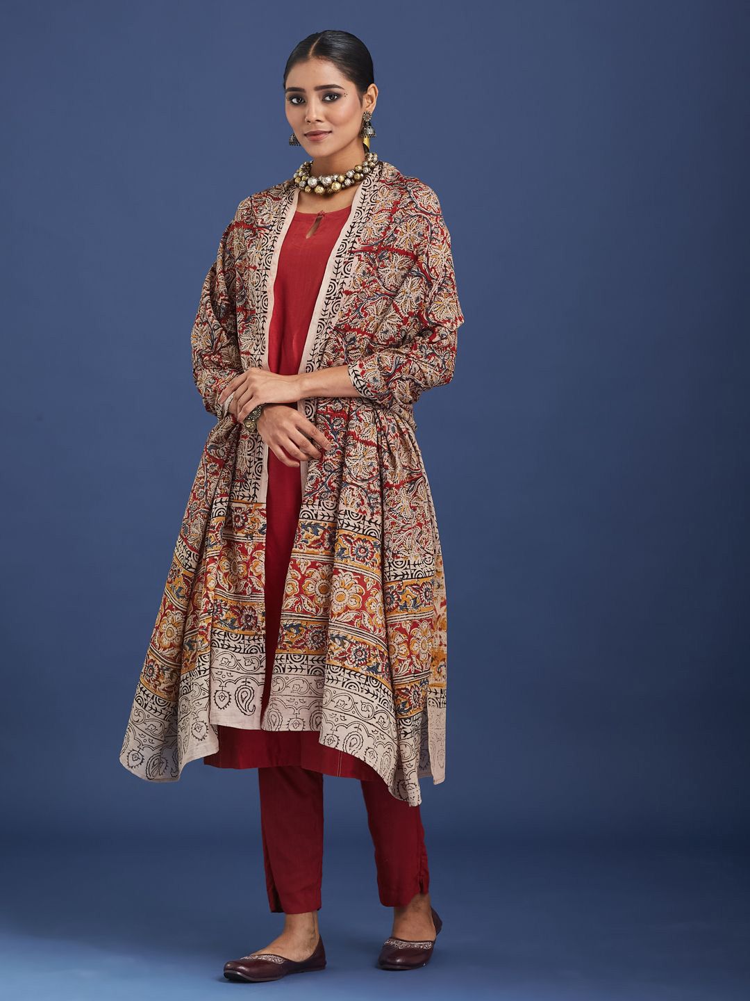 Taavi Kalamkari Hand Block Printed Cotton Dupatta-picture-26