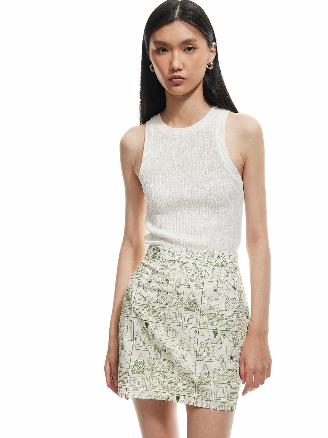 Koton Women Printed Pure Cotton Pencil Mini Skirts-picture-23