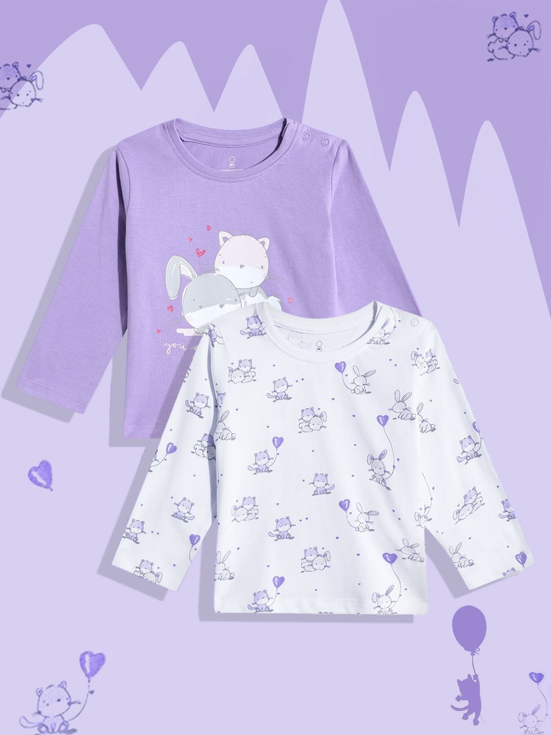 mothercare Infant Girls Pack Of 2 Printed Pure Cotton T-Shirt-picture-53