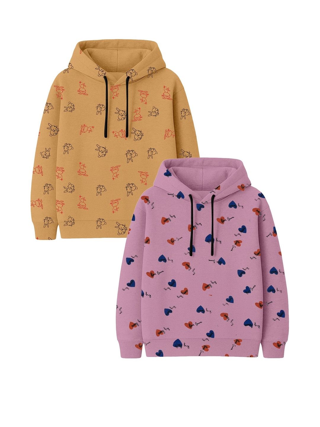Fasha Unisex Kids Pack Of 2 Printed Hooded Sweatshirt-picture-28