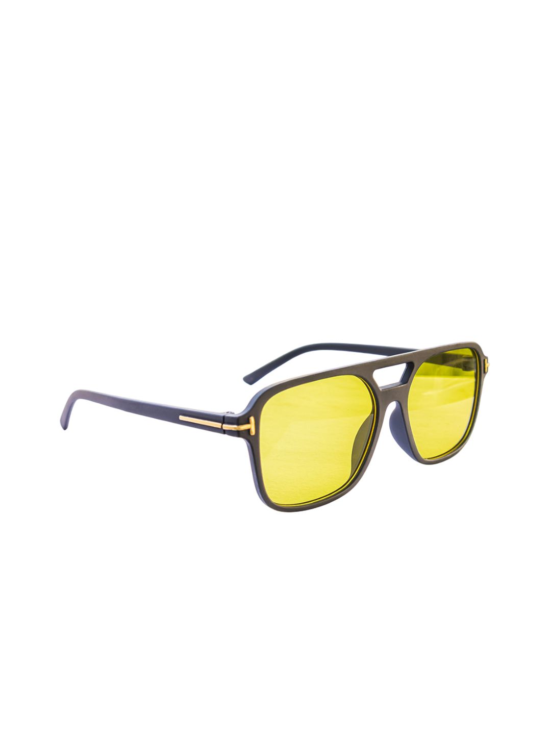 Jiebo Men Yellow Lens & Black Square Sunglasses DISK-119-picture-31