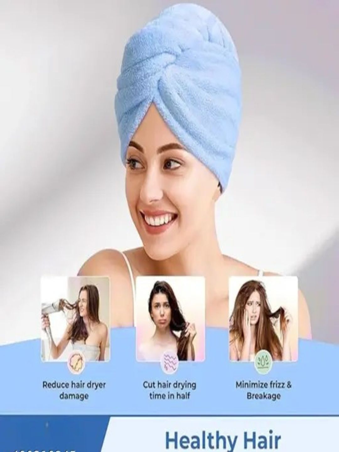 VYAKOM Blue 500 GSM Super Light Microfiber Hair Wrap Towel