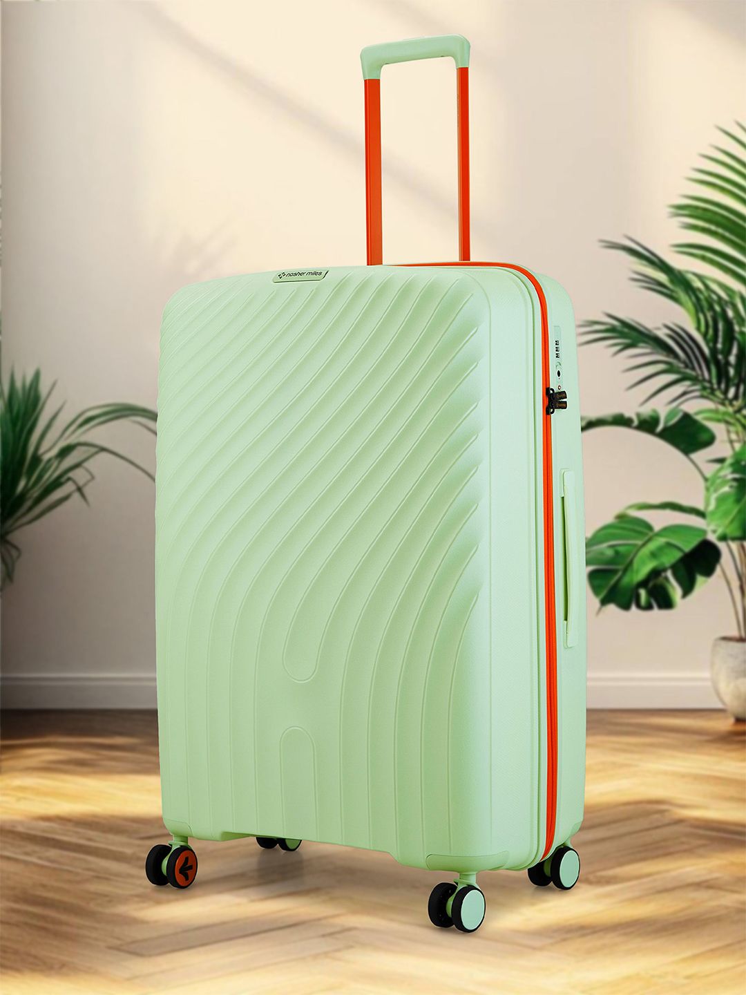 Nasher Miles Mint Green & Orange Capri Hard-Sided Polypropylene Check-in Trolley Bag-picture-33